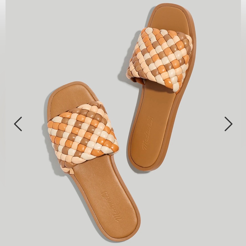 WORN ONCE Madewell Suzi Slide Sandals in Multi-Woven Leather, size 8.5